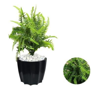 Imagem de Planta Samambaia Artificial Com Vaso Cachepot Decorativo - Intcomerce,