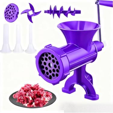 Imagem de Meat Grinder Manual- Manual Meat Grinder Sausage Maker Table Mount Pork Mincer Sausage Stuffer Funnel Make Homemade Burger Patties Hand Operated Kitchen Tool