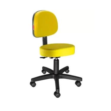 Imagem de Cadeira de Cabeleireiro Giratória Profissional - Regulagem a Gás, Base Estrela, Capacidade 110kg, para Salão e Tatuador(Amarelo)