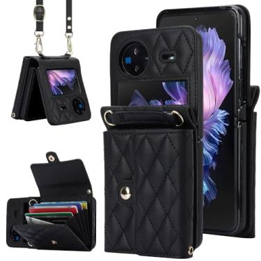 Imagem de Capa carteira flip para vivo X – Suporte para cartão com bloqueio RFID com fecho magnético, antiderrapante e proteção contra quedas, capa fólio de couro fina para uso diário, viajante e viagens (preto