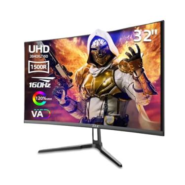 Imagem de ZZA Monitor de jogos curvo de 32 polegadas, tela VA 4K UHD (3840 x 2160), imersão 1500R, taxa de atualização de 144Hz/160Hz, tela avançada de computador, suporta AMD FreeSync Premium, 120% de gama de