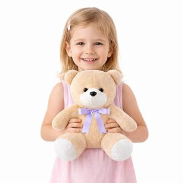 Imagem de Urso Grande de Pelúcia 35cm Gigante Fofo Infantil com Laço de Cetim (Lilás)