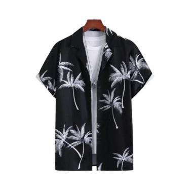 Imagem de Camisas Havaianas Masculinas De Manga Curta Com Estampa Em Patchwork 3