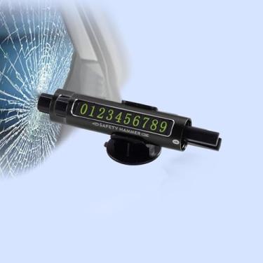 Imagem de Ferramenta de fuga de emergência 3 em 1 para carro, disjuntor de janela e cortador de cinto de segurança com cartão de número de estacionamento