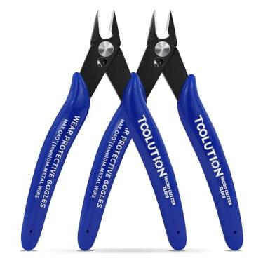 Imagem de TOOLUTION Cortadores de fio elétricos pequenos - pacote com 2 cortadores de microdescarga para fabricação de joias - Alicate de corte diagonal para artesanato com zíper - pinças de arame para