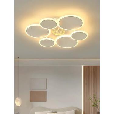 Imagem de Luminária de teto LED para quarto, com intensidade regulável, controle remoto, luminária de embutir, formato redondo, branca, para sala de estar e sala de jantar (51 cm)
