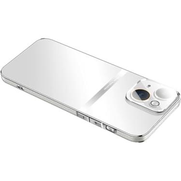 Imagem de ORKDFJ Capa para iPhone 15Pro Max/15 Pro/15 Plus/15, capa de vidro fosco com protetor de lente de câmera capa protetora fina para mulheres e homens (cor: branco, tamanho: 15 Pro Max)