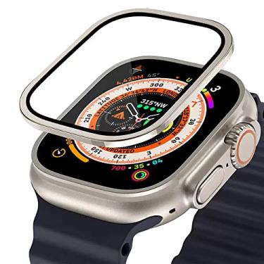 Imagem de DFAMIN Capa de liga de alumínio de vidro temperado para Apple Watch Ultra 2 protetor de tela antiarranhões de 49 mm para iWatch Ultra 49 mm, 49mm, Ágata