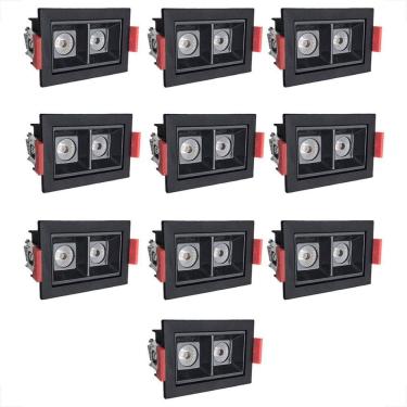 Imagem de Kit 10 Mini Spot Downlight Duplo Led Embutir 3000K Bet56