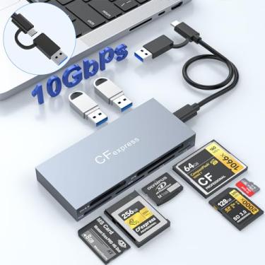 Imagem de Leitor de cartão CFexpress tipo B, USB 3.2 (geração 2) 10 Gbps Multi CF Express Reader Hub para leitor CFexpress tipo B/CF/XD/MS/TF/SD, leitor de cartão de memória CFexpress de alumínio, lê 6 cartões