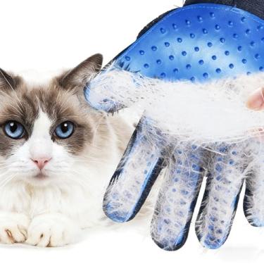 Imagem de Luvas de cuidados para cães Melhor ferramenta profissional de dessecagem, escovação, luva de limpeza para cães e gatos pequenos, médios ou grandes. Removedor de pelos e pelos. Evita casacos
