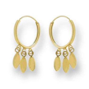 Imagem de Brinco De Ouro 18k Argola Com Pingentes  Navetes - Elegancy Joias, Ama
