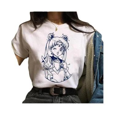 Imagem de Camiseta Gráfica Retro Sailor Moon De Algodão Para Verão, Casual, Unis