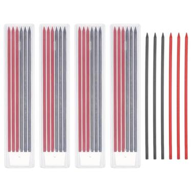 Imagem de PATIKIL 30 refis de grafite de lápis de carpinteiro de 2,8 mm, refis de lápis sólidos secos resistentes a quebras, para carpinteiro mecânico, desenho, preto, vermelho