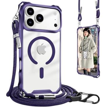 Imagem de UnnFiko Capa roxa para Samsung Galaxy S25, compatível com Magsafe, capa transversal para celular com alça de ombro, proteção contra quedas, capa magnética para celular para Samsung Galaxy S25 (roxa)