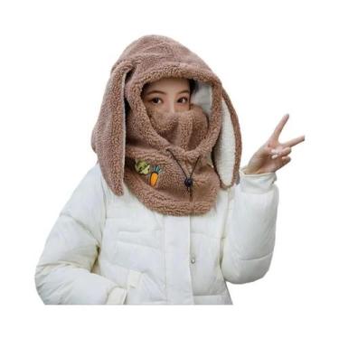 Imagem de Gorro De Lã De Inverno Com Orelhas De Coelho, Cachecol Quente, Capa De