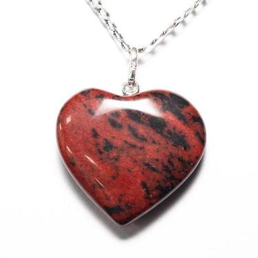 Imagem de Colar Coração  Obsidiana Mahogany Pino e Perinha Prata 950 - Cristaisd