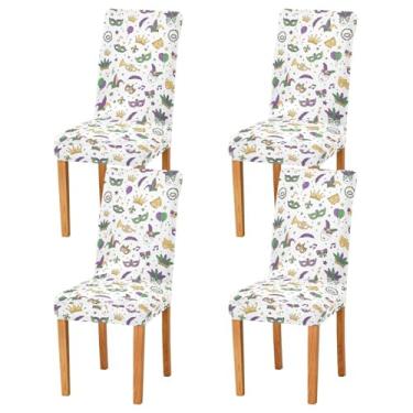 Imagem de Wassud Capas decorativas para cadeira de baile de máscaras para sala de jantar, capas elásticas para cadeiras de cozinha, laváveis, conjunto de 4