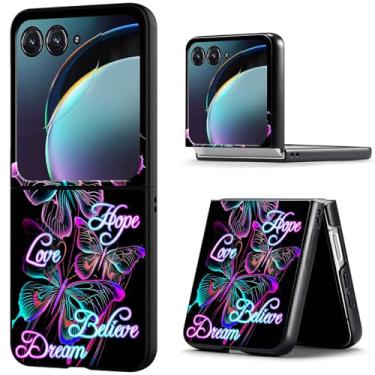 Imagem de BREIDMKFM Capa para Motorola Razr Plus 2025, capa para Moto Razr Plus 2025 capa fofa fina rígida PC antiarranhões à prova de choque suporte capa protetora de carregamento sem fio, glitter borboleta