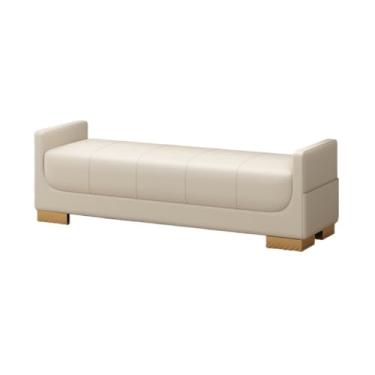 Imagem de Banqueta moderna para cama, quarto, apartamento pequeno, tecido nórdico, simples, sala de estar, apoio de braço, sofá, banco de sapato decorativo (off-white)
