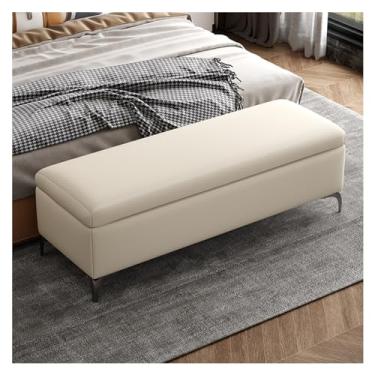 Imagem de KEG801302 Banco de armazenamento moderno - banco de entrada, otomano para quarto, extremidade da cama, bancos de quarto para o pé da cama, banco estofado decorativo (bege)
