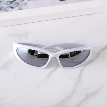 Imagem de Óculos de sol ovais brancos para mulheres e homens, moderno, dobrável, esportivo, futurista, óculos de sol
