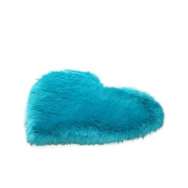 Imagem de Tapete na sala de estar tapetes grandes de pelúcia em forma de coração antiderrapante quarto moderno tapete decoração de quarto (azul, 80 x 90 cm)