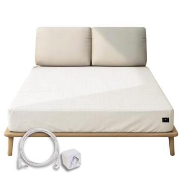 Imagem de Jogo de lençol Queen com elástico alto, fibra prateada, lençol com elástico alto, lençol com elástico alto para dormir melhor e bem-estar (branco, Queen)