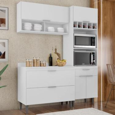 Imagem de Armário de Cozinha Com Tampo CP02 160cm Pérola Branco Z34 - Mpozenato,