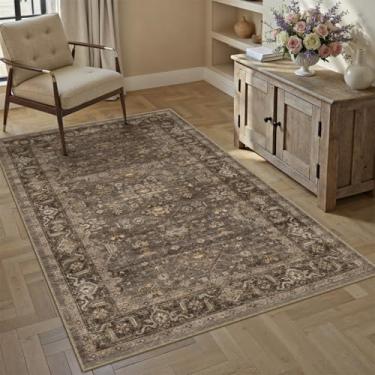 Imagem de WondRg Tapete lavável 3x4 para entrada vintage marrom antiderrapante tapete de pelo baixo tradicional retrô macio para entrada, banheiro, tapete de porta, dormitório, sala de jantar