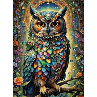 Imagem de AIBOERL Kits de arte de diamante de coruja para adultos, kits de pintura de diamante 5D de coruja para adultos iniciantes, faça você mesmo com broca redonda completa com pontos de diamante, kits de