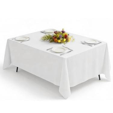 Imagem de Goodluck 1 toalha de mesa retangular branca 152 x 213 cm, capa de mesa lavável para jantar, eventos, restaurantes, festas, banquetes, casamentos, aniversários, aniversários