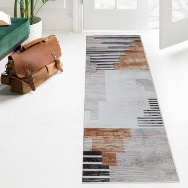 Imagem de Tapete Passadeira Sala Quarto Escritório 1,80m x 60cm Antiderrapante Base Emborrada Berlim (Estampa 05)