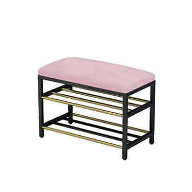 Imagem de Sapateira para sapateira de entrada, banco de entrada de sapato, banco de sapateira de metal, organizador com organizador de armazenamento de 2 níveis, ideal para porta de entrada, corredor, sala de