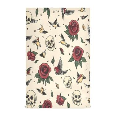 Imagem de xigua Conjunto de 1 panos de prato de cozinha vintage de tatuagem antiga, macios e altamente absorventes de secagem rápida para limpeza de pratos e limpeza à mão, 71 x 45 cm