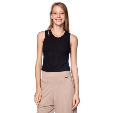 Imagem de Blusa Feminina Habana Regata Canelada Detalhe Ombro Preto-Feminino