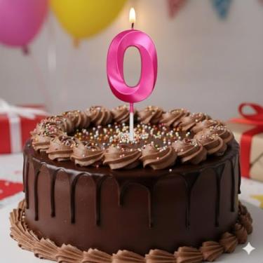 Imagem de Vela De Aniversário Design Número 0 Com 7Cm Silver Festas Rosa