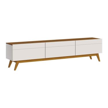 Imagem de Rack Bancada 3 Gavetas 180cm Amy Off White/Freijó - Gran Belo