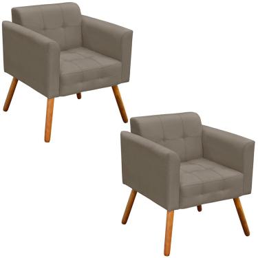 Imagem de Kit 2 Poltronas Decorativas Pés Palito Karen Suede Nude - Gran Belo