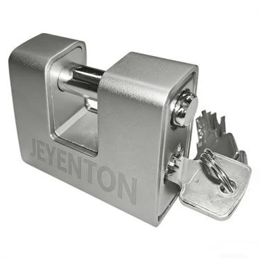 Imagem de Cadeado de alta segurança JEYETON [blindado] (9,4 cm) - [cilindro antifuração] - Trava resistente para galpão de armazenamento ao ar livre, porta, jardim, motocicleta, portão, cerca, armazém - prata