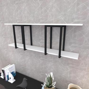 Imagem de Prateleira Industrial Suspensa Estante Parede Nicho Branco Cozinha Escritorio Sala Quarto Infantil