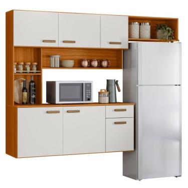 Imagem de Cozinha Compacta Suspensa Manu 6 Portas Freijó Off Acetinado Poliman