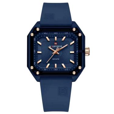 Imagem de Relógio Feminino Pulseira De Silicone Classico Quadrado Elegante Impermeável 50m Azul