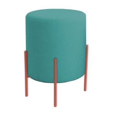 Imagem de Puff Orgânico Boucle Thor Com Pés De Ferro Rosê - 7 Decor Azul Turquesa