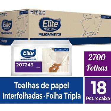 Imagem de Kit 18 Papel Toalha Folha Tripla Interfolhado Elite