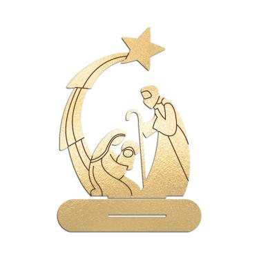 Imagem de Presépio 02 Com Base 19cmx25cm - Cria Arte Laser Dourado
