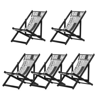 Imagem de Kit 5 Espreguiçadeiras Dobrável Black Sb-jornal