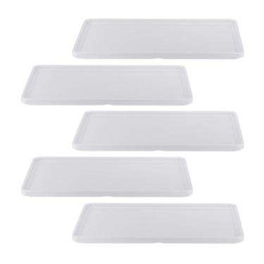 Imagem de Kit Cinco Travessa de Melamina Retangular Empilhável c/ rebaixo 32 x 1