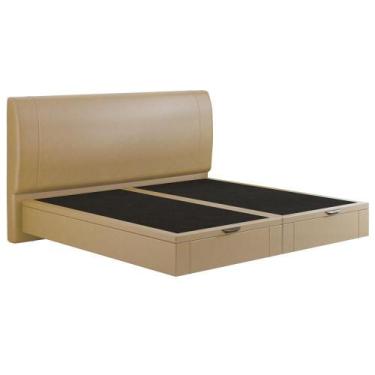 Imagem de Cama King Baú Flutuante Com Cabeceira 195cm Spazio S04 material sintét