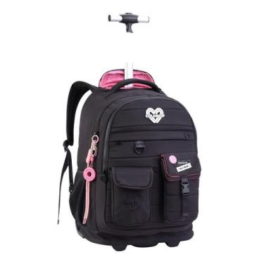 Imagem de Mochila Rodas Color Up 18'' Meninas Juvenil Escolar Passeio Cor:Preto 